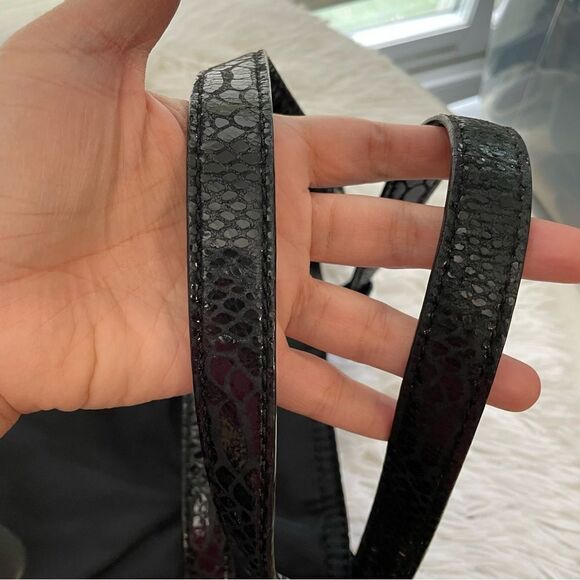 Michael Kors Black Nylon Tote/ Handbag with Croc embossed patent leather trims - Picture 8 of 10